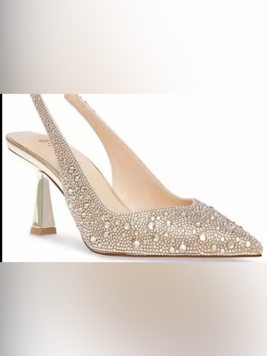 Betsey Johnson Shoes - Betsey Johnson Champagne Embellished Slingback Pumps